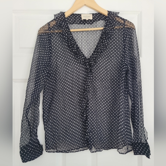 Sezane Tops - Sezane Black and White Polka Dot Sheer Blouse Sz 8 (US- Fr Sz 40)
